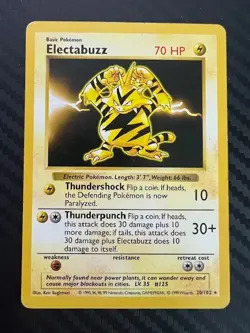 Pokemon TCG Electabuzz Base Set, Shadowless Rare Card 20/102 DMG - Image 1