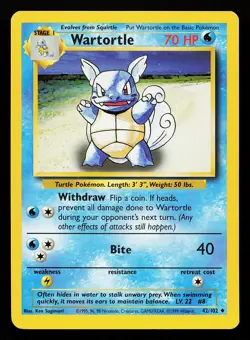 Wartortle 42/102 Uncommon Base Set Pokemon Card - Image 1