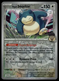 Hop's Snorlax #117/159 SV09: Journey Together Reverse Holo Pokemon Card - Image 1