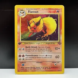 Flareon 3/64 1st Edition Holo Rare - Pokemon Jungle MP Card - Image 1