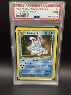 Pokemon TCG Azumarill Neo Genesis Holo Card 2/111 1st Edition Rare PSA 9 Mint - Image 1