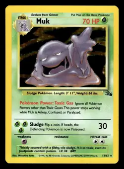 Muk 13/62 Holo Rare Fossil Set Pokemon Card - 2 - Image 1