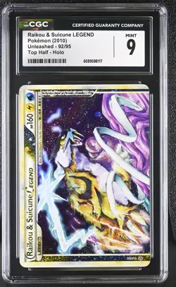 CGC 9 MINT Raikou & Suicune LEGEND 2010 Unleashed 92/95 Holo Pokemon Card - Image 1