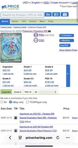 Pokemon Garchomp EX Holo Ultra Rare TCG Card Paradox Rift 245/182 - Image 3