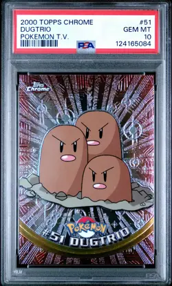 2000 TOPPS CHROME POKEMON T.V. #51 DUGTRIO PSA 10 - Image 1