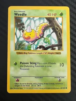 Pokemon TCG Weedle Base Set 69/102 Regular Shadowless Common LP - Image 1