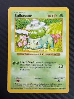 Pokemon TCG Bulbasaur Base Set 44/102 Regular Shadowless Common MP - Image 1