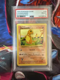 1999 Pokemon Set Shadowless Charmander #46/102 PSA 4 - Image 1