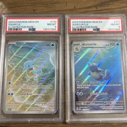 Pokemon TCG Wartortle + Squirtle 170+171/165 SV 151 PSA 8 Sequential Numbers - Image 1