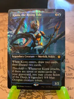 MTG Kiora, the Rising Tide 0377 Foundations Borderless Mana Foil Rare NM - Image 1