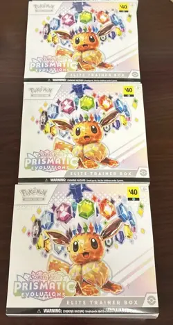 3 Pokemon Prismatic Evolutions Elite Trainer Boxes Factory Sealed Dollar General - Image 1