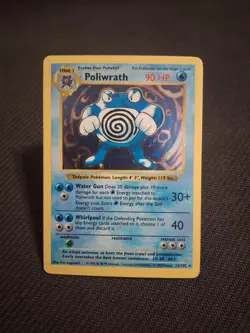 Poliwrath Pokemon TCG Base Set Holo Shadowless Rare Card 13/102 MP Condition - Image 1