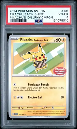 2024 POKEMON INDONESIAN SV-P PROMO #101 PIKACHU IN BATIK SHIRT PSA 4 - Image 1