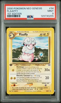 2000 POKEMON NEO GENESIS 1ST ED #34 FLAAFFY PSA 9 - Image 1