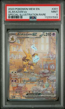 2023 POKEMON MEW EN-151 SPECIAL ILLUSTRATION RARE #201 ALAKAZAM EX PSA 9 - Image 1