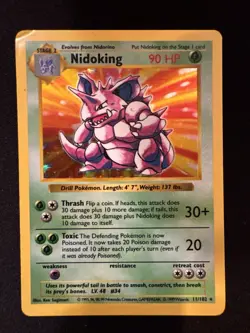 Pokemon TCG Nidoking Base Set Holo Unlimited Rare Card 11/102 Shadowless - Image 2