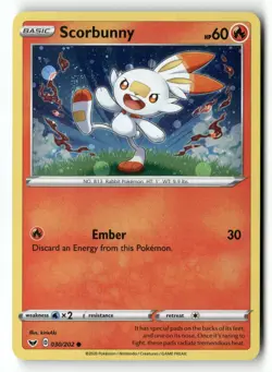 Scorbunny - (Cosmos Holo) 030/202 Blister Exclusives Pokemon TCG NM - Image 1