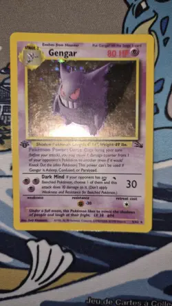 Pokemon Gengar 1st First Edition Fossil Holo Card 5/62 TCG MP WOTC Vintage - Image 1