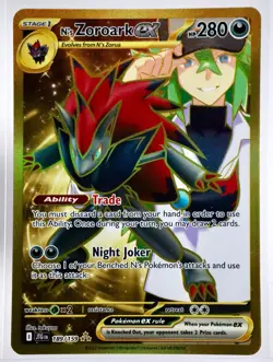 N’s Zoroark ex 189/159 Hyper Rare Gold Pokemon Card 2025 Scarlet & Violet, Mint - Image 1