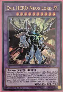 YuGiOh Evil HERO Neos Lord Ultra Rare 1st Edition SUDA-EN031 - Image 1