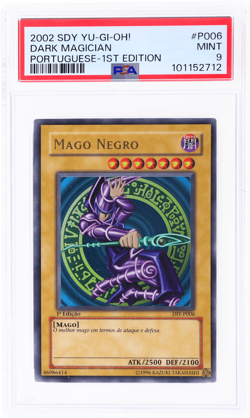 2002 Yu-Gi-Oh Starter Deck Yugi Portuguese Dark Magician 1st Edition PSA 9 - Image 1