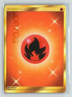 Pokemon Card Sun & Moon Burning Shadows Gold Secret Rare Fire Energy 167/147 - Image 1