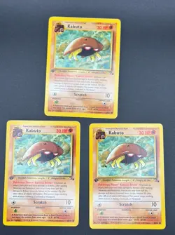 King Kabuto 1st Edition Fossil Vintage Pokemon Lot 3 Cards LP/MP 50/62 👑 - Image 1