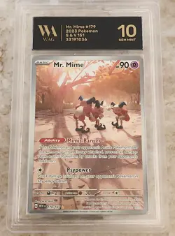 2023 Pokemon Scarlet & Violet 151 Illustration Rare EN Mr. Mime #179/165 WAG 10 - Image 1
