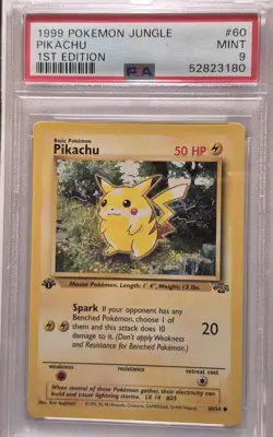1999 English Pokemon 1st Edition JUNGLE PSA 9 Mint PIKACHU 60/64 - Image 3