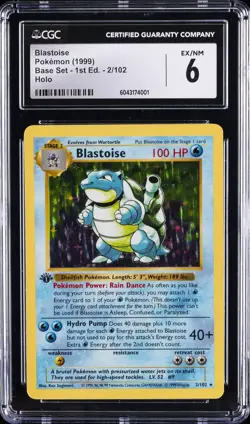 1999 POKEMON BASE SET - 1ST ED., HOLO #2/102 BLASTOISE CGC 6 - Image 1