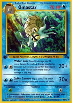 1x Omastar - 40/62 - Uncommon - 1st Edition Heavily Played Pokemon G1 - Fossil - - Image 1