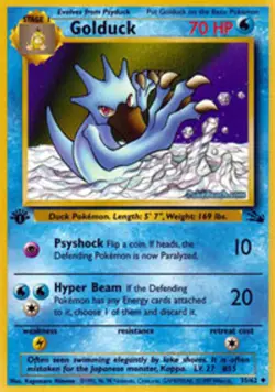 1x Golduck - 35/62 - Uncommon - 1st Edition Heavily Played Pokemon G1 - Fossil - - Image 1