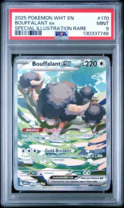 2025 POKEMON WHT EN-WHITE FLARE SPECIAL ILLUSTRATION RARE BOUFFALANT EX PSA 9 - Image 1