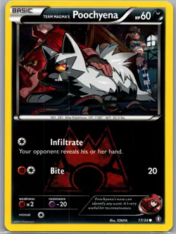 Team Magma's Poochyena 17/34 Non Holo Double Crisis - Pokemon Card - NM - Image 1