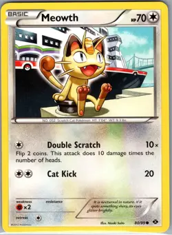 Meowth 80/99 Non Holo Next Destinies - Pokemon Card - NM - Image 1