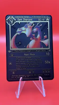 Pokemon Black METAL card for display/gift 1st Edition Dark Charizard Team Rocket - Image 1