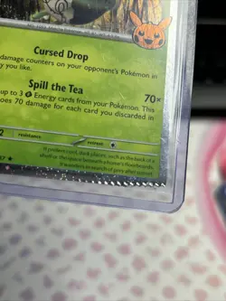 Crimp Error Sinistcha Trick Or Trade with Swirl Cosmos Holo Pokemon TCG Card NM - Image 3