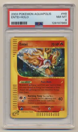PSA 8 Pokemon Aquapolis Holo Rare Entei H8/H32 NM/MINT Condition! - Image 1