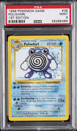 1999 POKEMON BASE SET 1ST EDITION #38 POLIWHIRL PSA 9 - Image 1