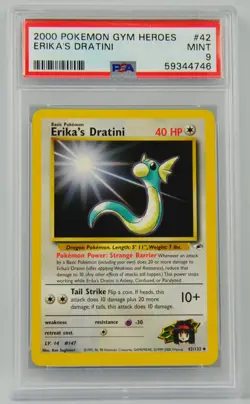 Pokemon Gym Heroes Erika's Dratini #42 PSA 9 - Image 1