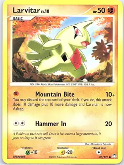 Larvitar 87/123 Non Holo Mysterious Treasures - Pokemon Card - NM - Image 1