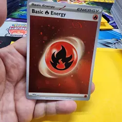 Pokemon TCG Holo HD Mew Tail Swirl Fire Energy - Image 1