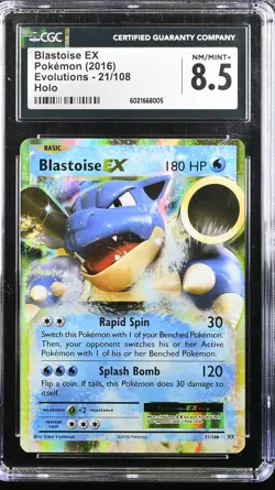 BLASTOISE EX 21/108 HOLO EVOLUTIONS POKEMON CGC 8.5 NM/MINT+ - Image 1