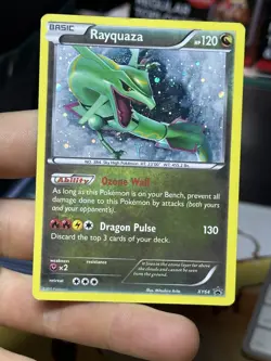 Rayquaza XY64 Black Star Promo 2015 Cosmos Holo Rare SWIRL Pokemon Card TCG - Image 3