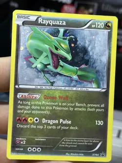 Rayquaza XY64 Black Star Promo 2015 Cosmos Holo Rare SWIRL Pokemon Card TCG - Image 4