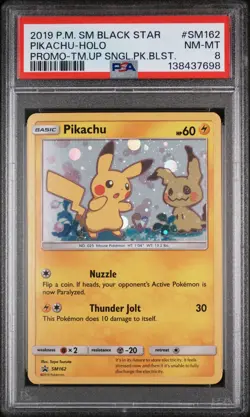 PSA 8 POKEMON TEAM UP SM BLACK STAR PROMO PIKACHU Mimikyu #SM162 HOLO NM Mint - Image 1