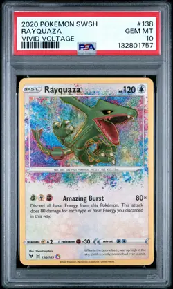 2020 POKEMON SWORD & SHIELD VIVID VOLTAGE #138 RAYQUAZA PSA 10 - Image 1