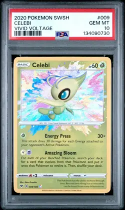 2020 POKEMON SWORD & SHIELD VIVID VOLTAGE #009 CELEBI PSA 10 - Image 1