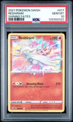 2021 POKEMON SWORD & SHIELD SHINING FATES #017 RESHIRAM PSA 10 - Image 1