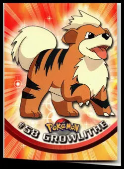Growlithe #58 Pokemon 1999 Topps TV Animation Edition Series 1 Black Logo - Image 1